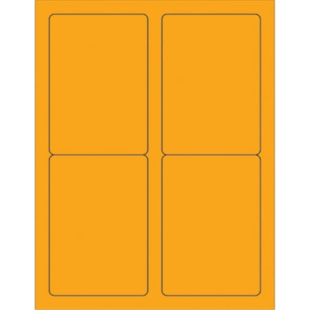 Officespace 3.5 x 5 in. Fluorescent Orange Rectangle Laser Labels, 400PK OF2833541